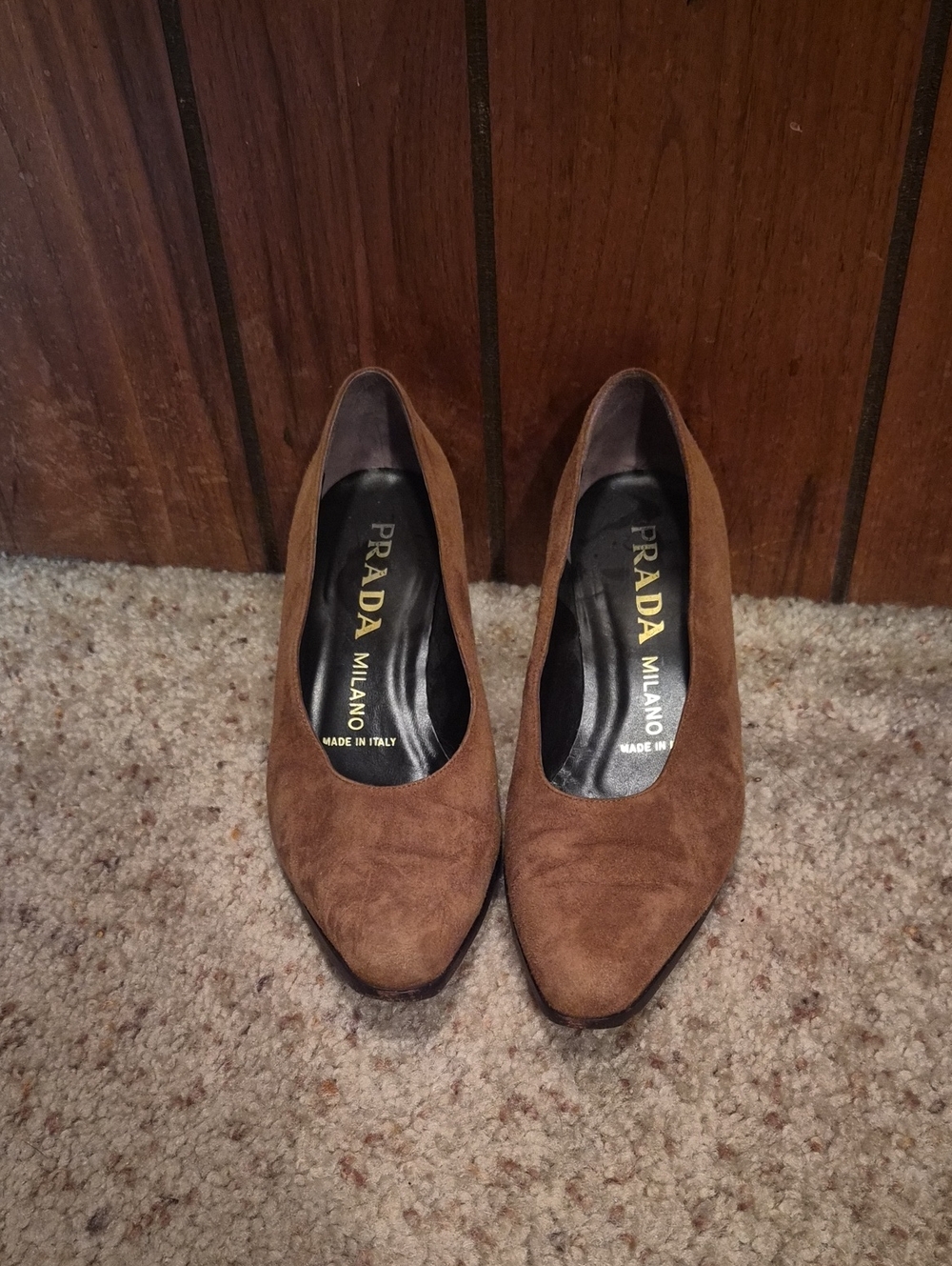 Prada Brown Suede Pointed Pumps